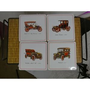 Vintage Pro-Tex Metal Trivet Antique Car Hot Pad 1950's Set of 4